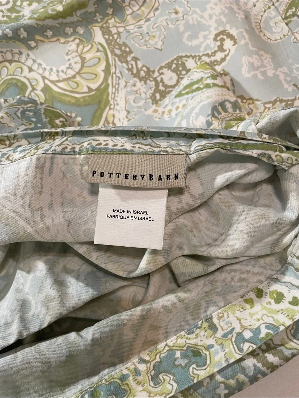 Pottery Barn 100% Cotton Blue and Green Paisley Decorative Pillow Shams